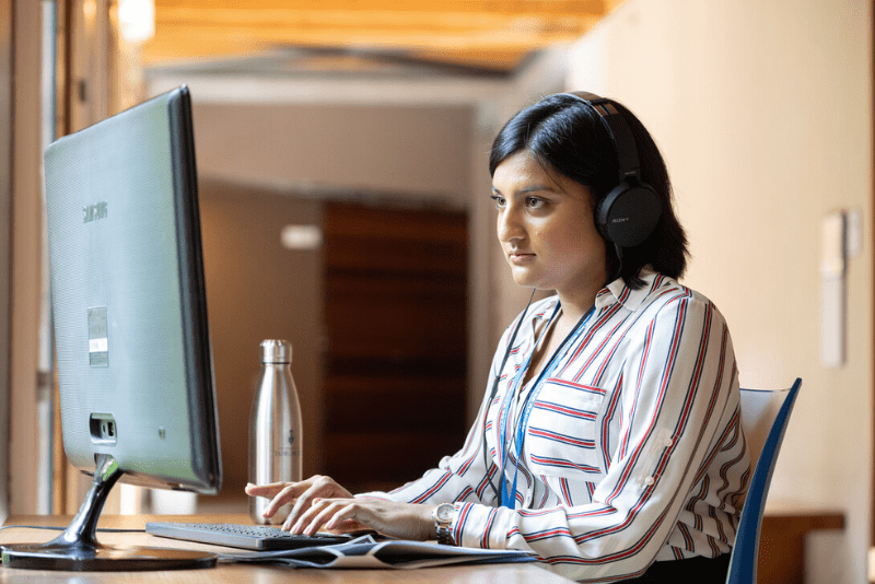 Staff using a computer
