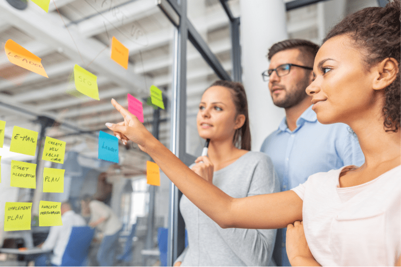 A group of people collaborating.