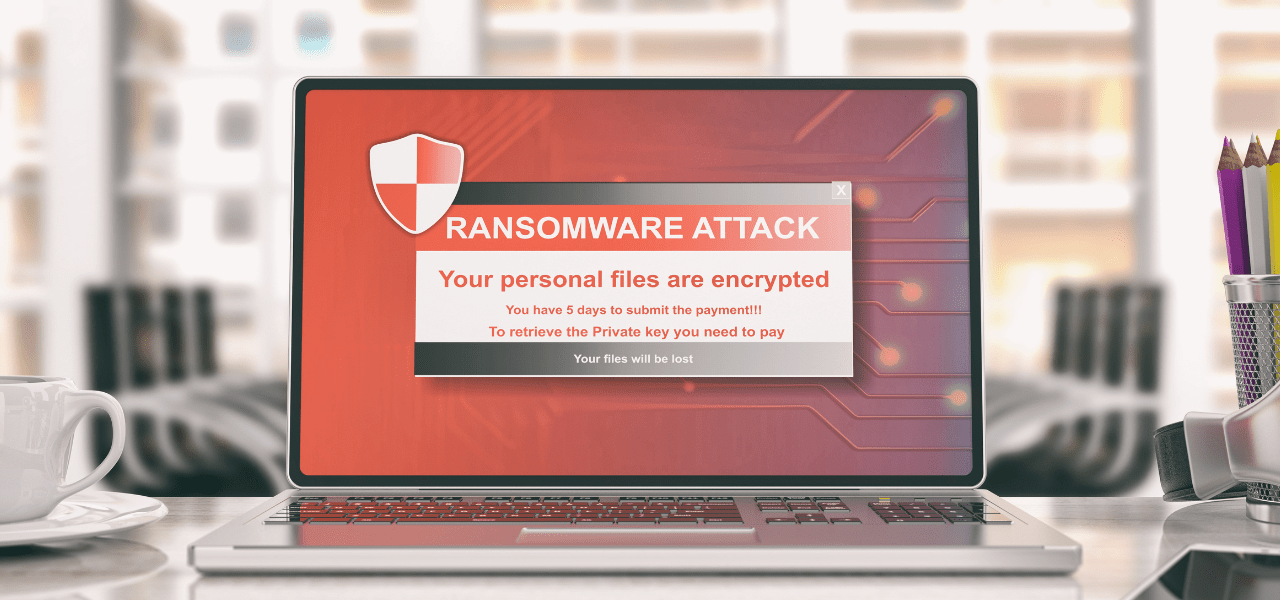 A laptop computer got attacked by ransomware.